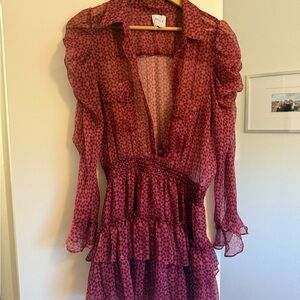 Misa long sleeve pink short dress